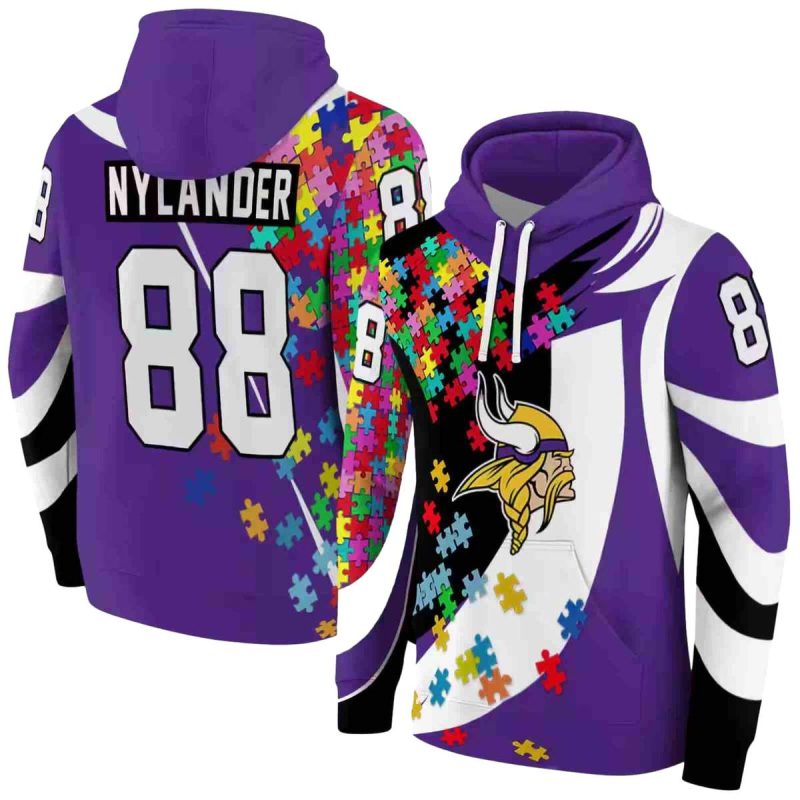 Personalized Minnesota Vikings Zed Minnesota Vikings Puzzle Pieces Purple Aop Hoodie 1