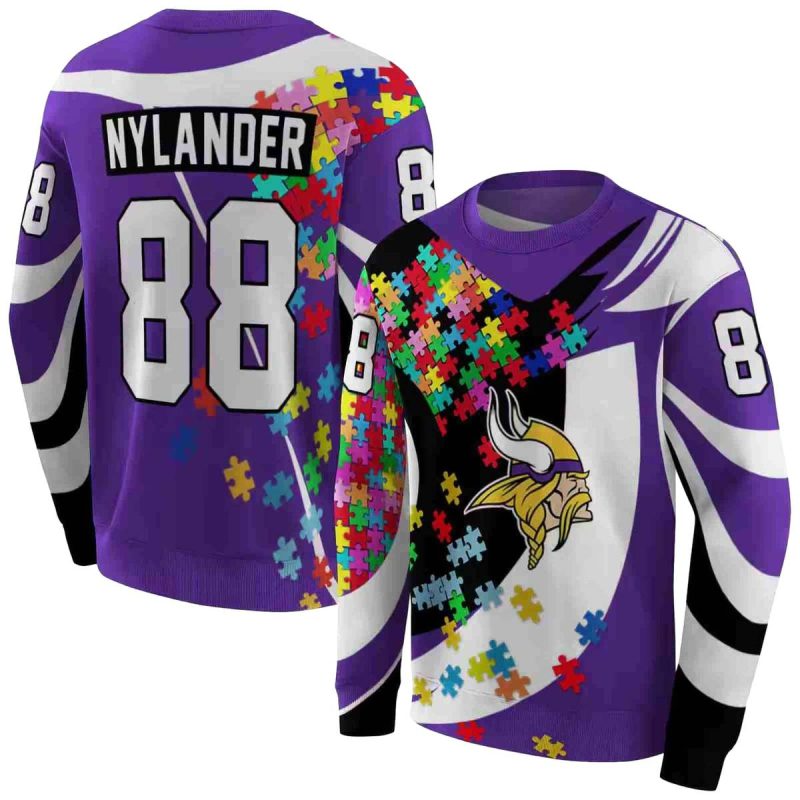 Personalized Minnesota Vikings Zed Minnesota Vikings Puzzle Pieces Purple Aop Sweatshirt 1