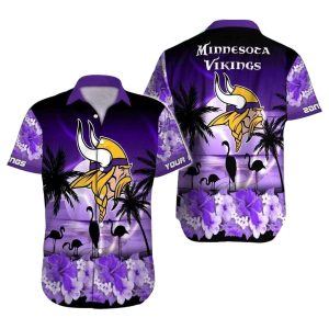 Personalized Moonlit Hibiscus Minnesota Vikings Hawaiian Shirt