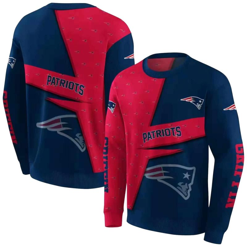 Personalized New England Patriots Abstract Shape Blue And Red Aop Sweatshirt 1