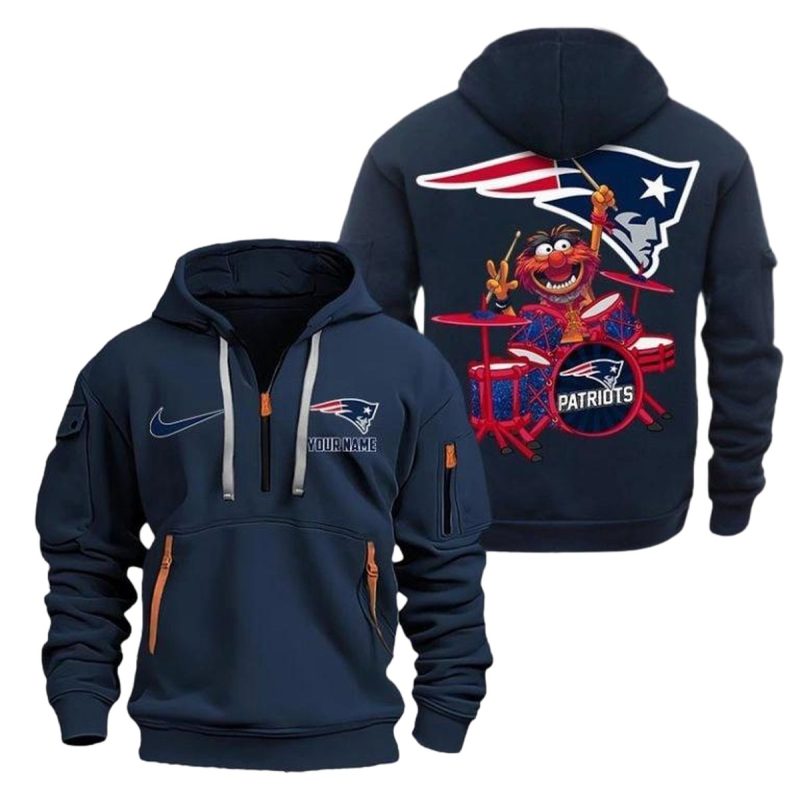 Personalized New England Patriots And Animal Quarter Aop Hoodie 1