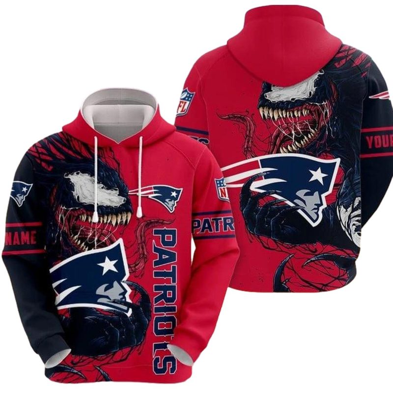 Personalized New England Patriots And Venom Red Aop Hoodie 1