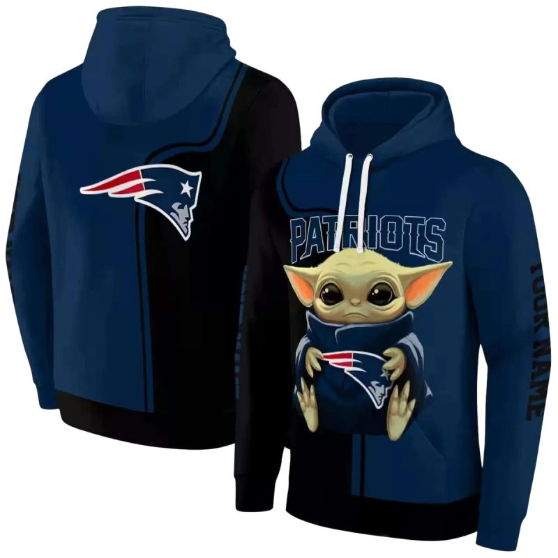 Personalized New England Patriots Baby Yoda Blue Black Aop Hoodie 1