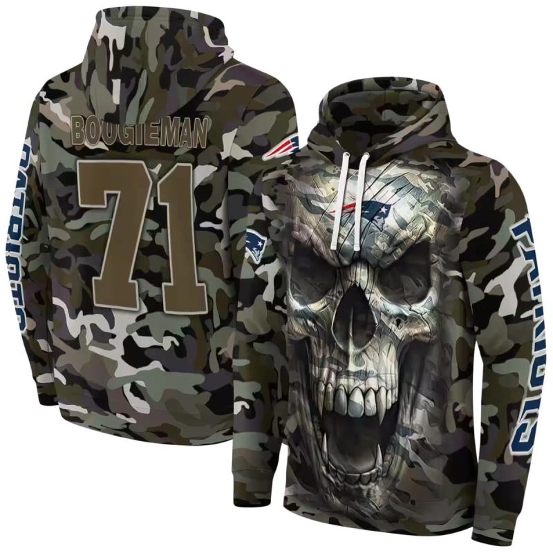 Personalized New England Patriots Camo Skull Aop Hoodie 1