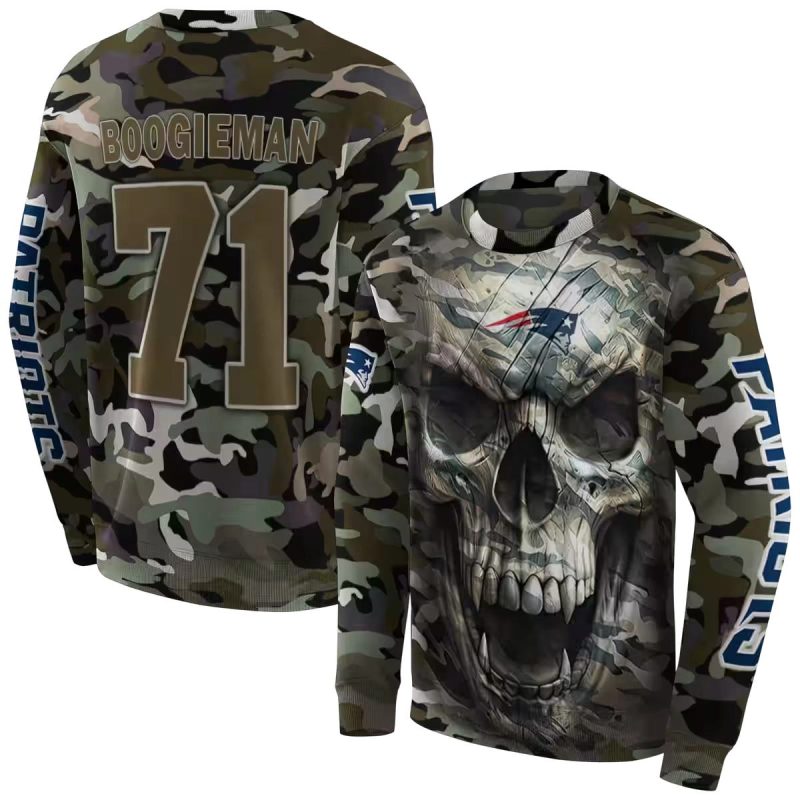 Personalized New England Patriots Camo Skull Aop Sweatshirt 1