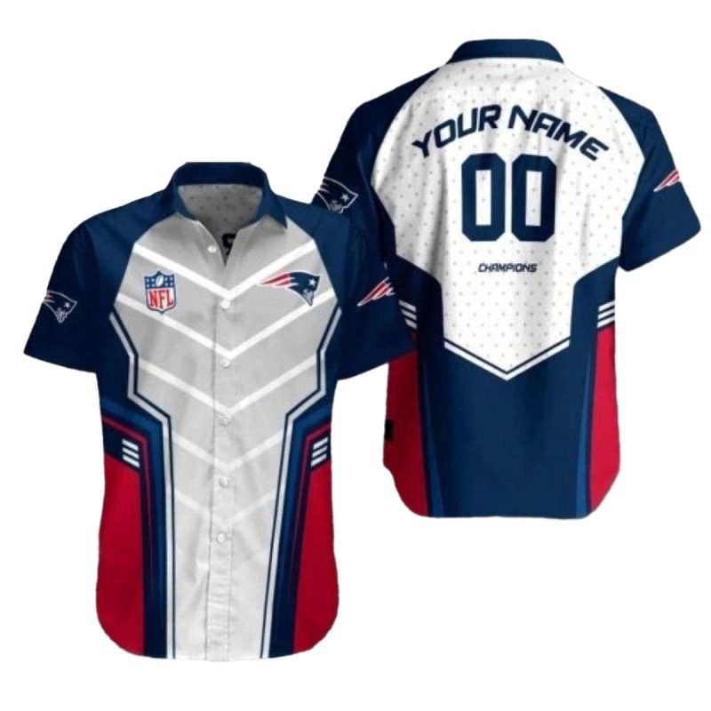 Personalized New England Patriots Champion Spirit Black White And Blue Hawaiian Shirt 1