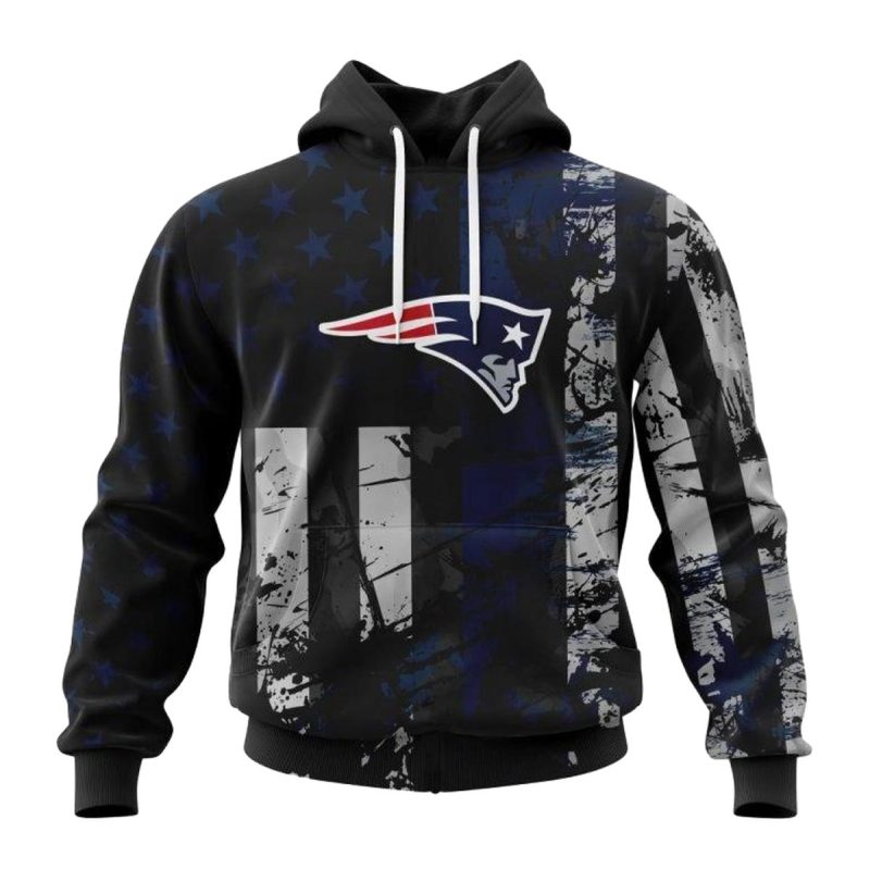 Personalized New England Patriots Classic Grunge American Flag Aop Hoodie 1