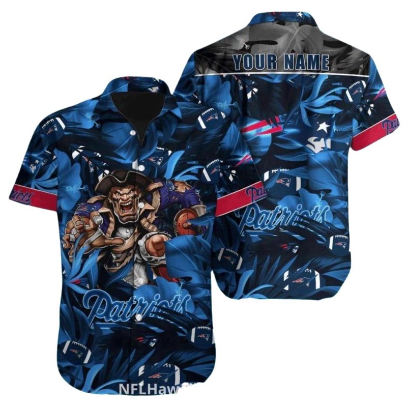Personalized New England Patriots Dark Foliage Mascot Hawaiian Shirt 1