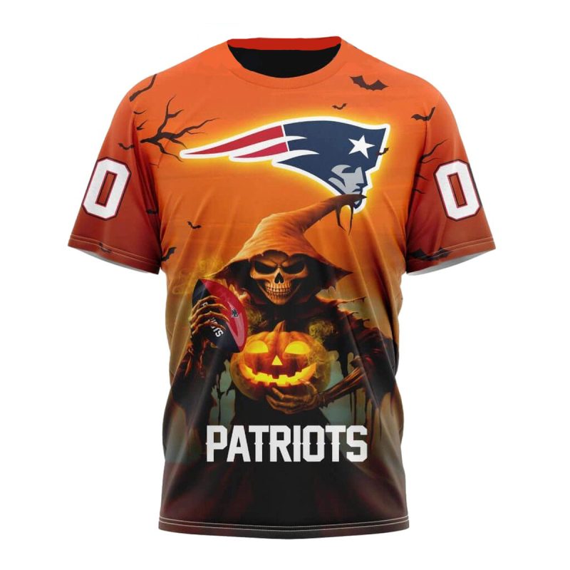 Personalized New England Patriots Dead Skull Pumpkin Halloween Aop T Shirt 1