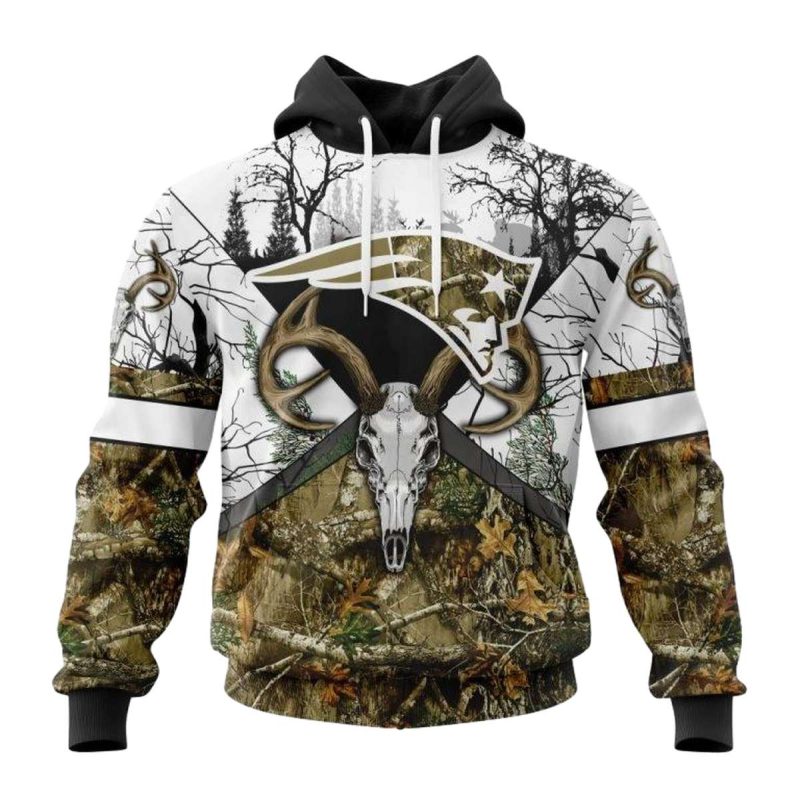 Personalized New England Patriots Deer Skull And Forest Aop Hoodie 1
