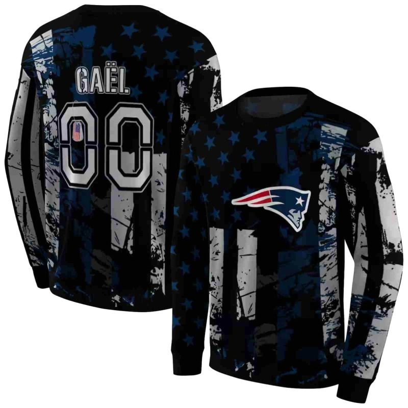 Personalized New England Patriots Distressed Flag Blue Black Aop Sweatshirt 1