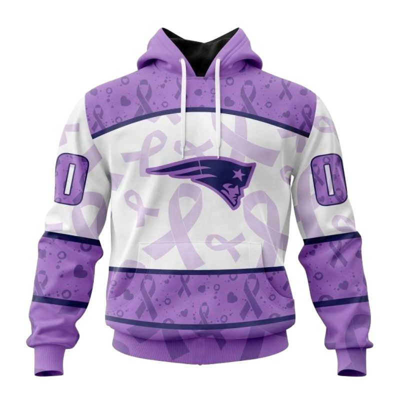 Personalized New England Patriots Fight Cancer Purple Awareness Aop Hoodie 1