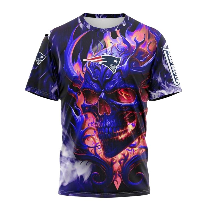 Personalized New England Patriots Flame Skull Aop T Shirt 1