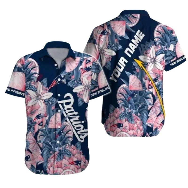 Personalized New England Patriots Floral Burst Hawaiian Shirt 1