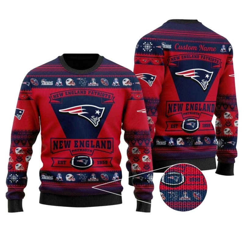 Personalized New England Patriots Football Team Logo Ugly Sweater 1
