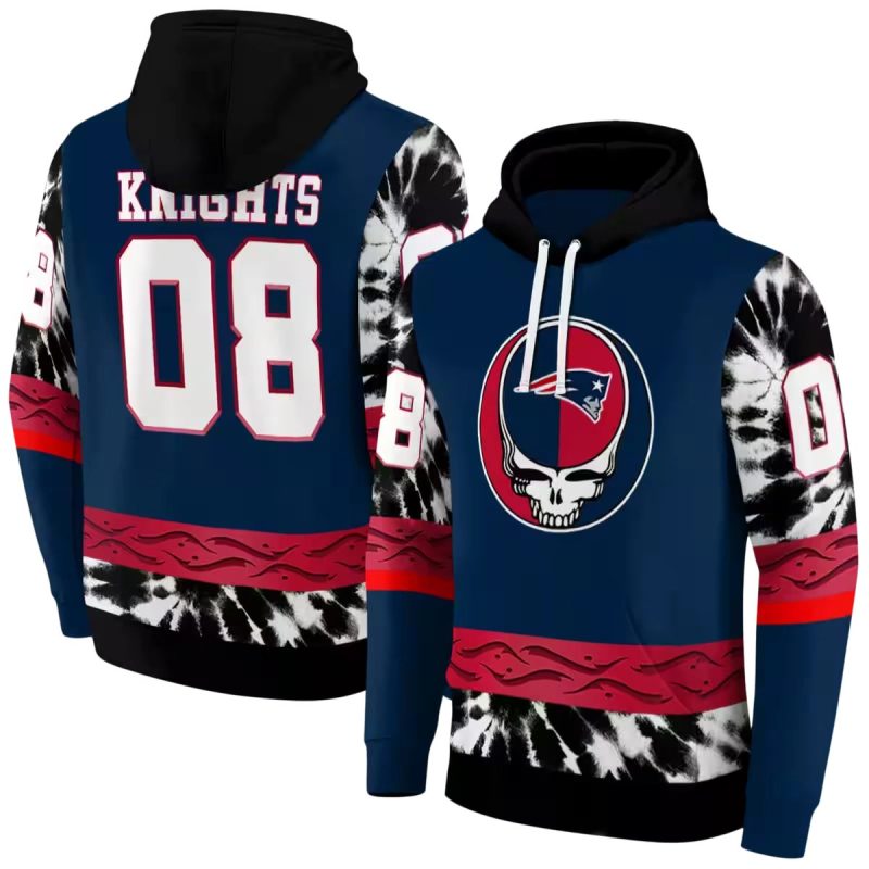 Personalized New England Patriots Grateful Vibes Blue Aop Hoodie 1