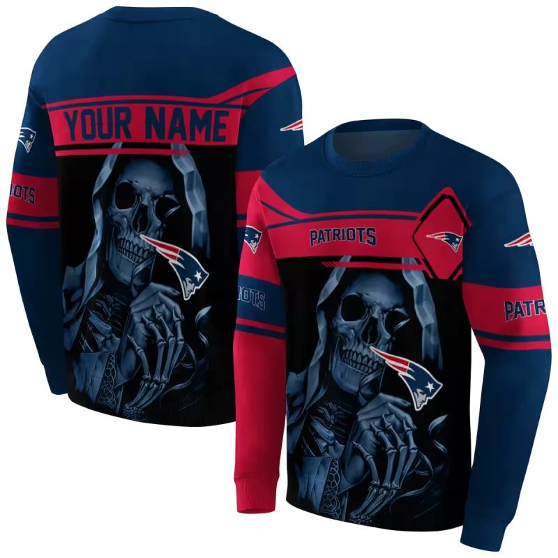 Personalized New England Patriots Grim Reaper Blue Black Aop Sweatshirt 1