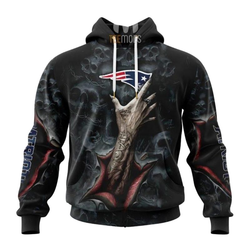 Personalized New England Patriots Halloween Horror Skull Aop Hoodie 1