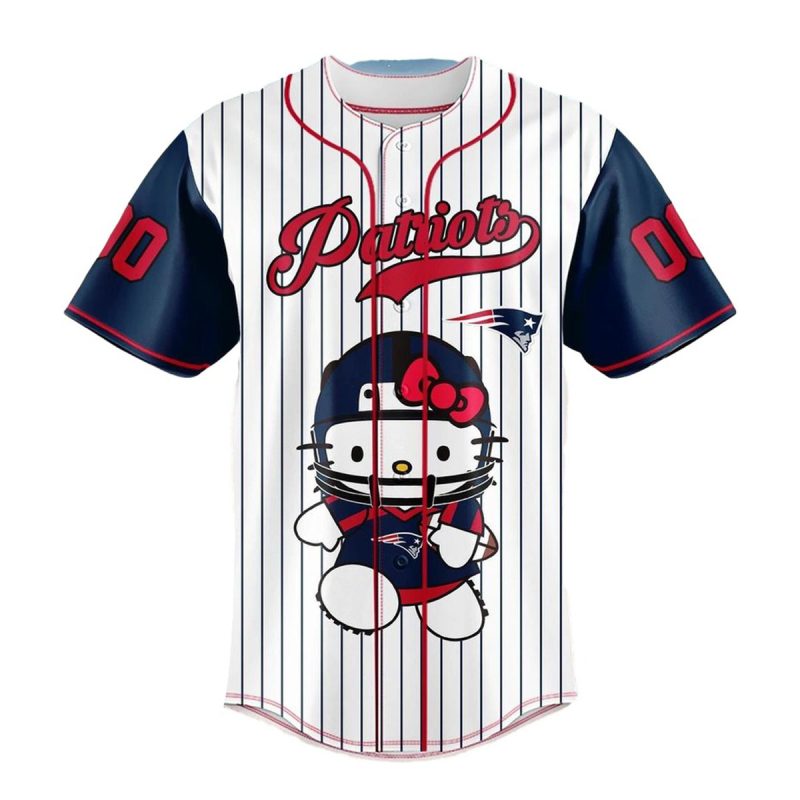 Personalized New England Patriots Hello Kitty Baseball Jersey 1