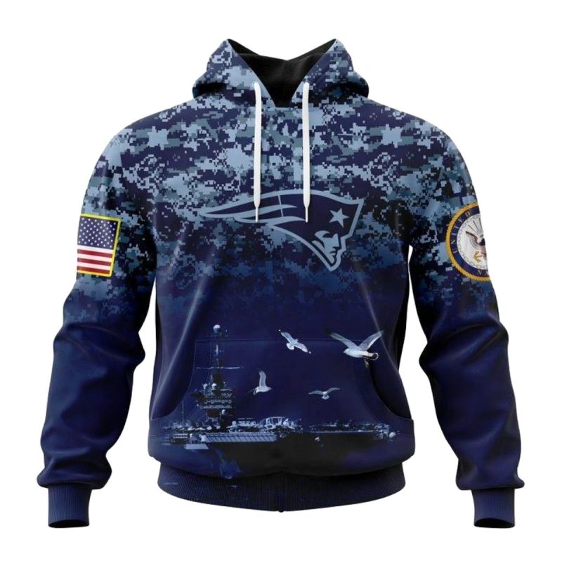 Personalized New England Patriots Honor Us Navy Veterans Aop Hoodie 1