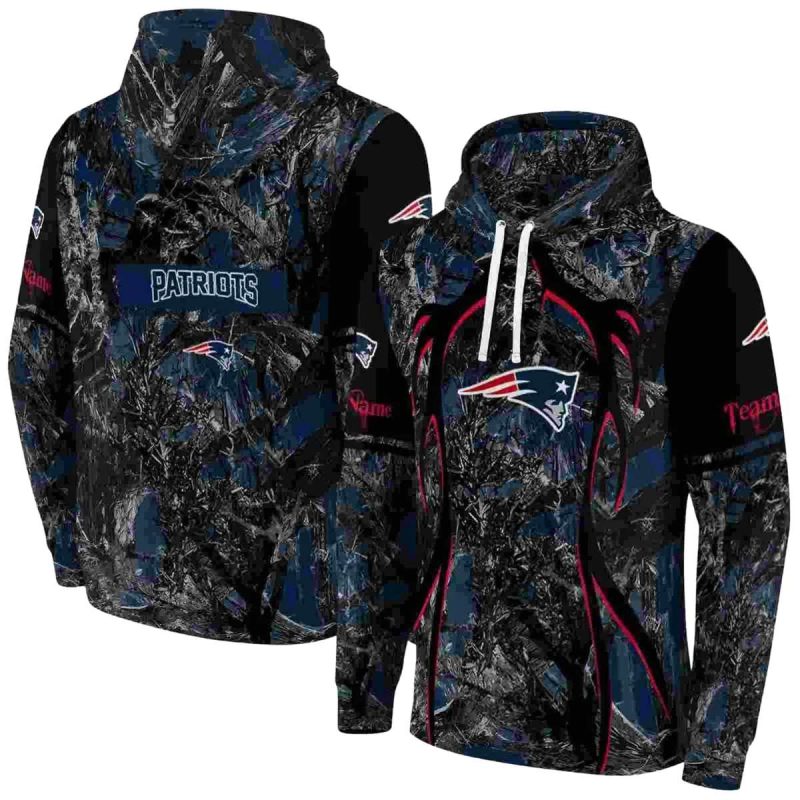Personalized New England Patriots Hunting Theme Blue Black Aop Hoodie 1