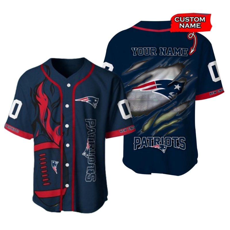 Personalized New England Patriots Inside Me Blue Baseball Jersey 1