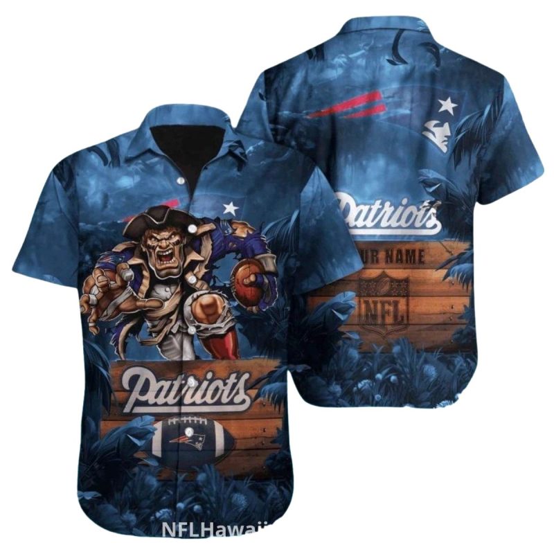 Personalized New England Patriots Jungle Warrior Mascot Hawaiian Shirt 1