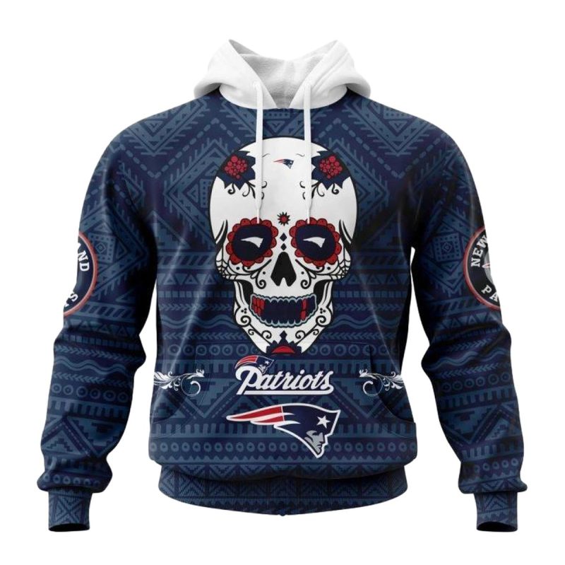 Personalized New England Patriots Kits For Dia De Muertos Skull Aop Hoodie 1
