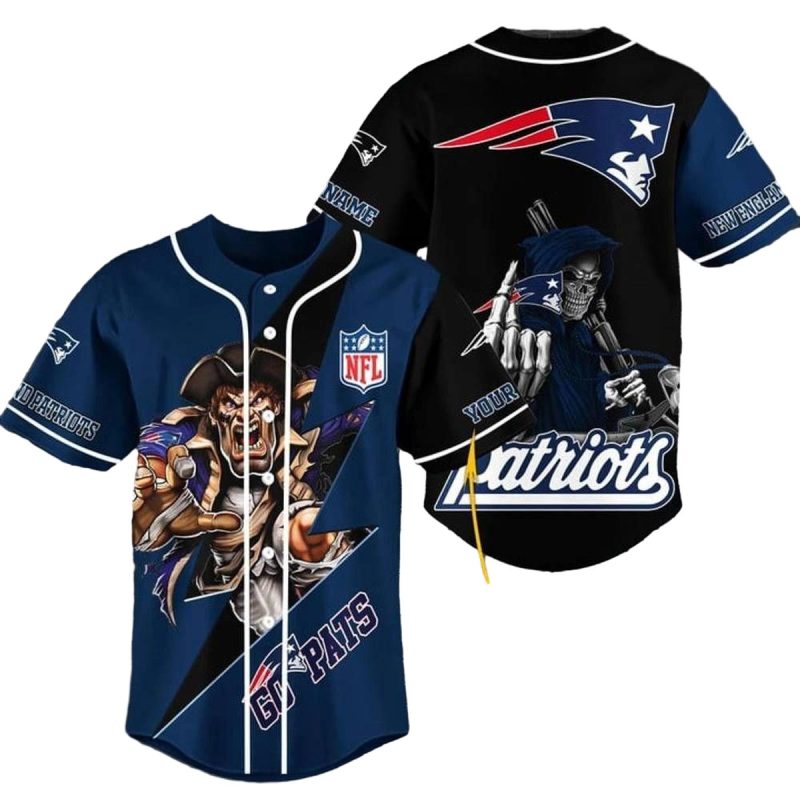 Personalized New England Patriots Logo And Mascot Go Pats Baseball Jersey 1