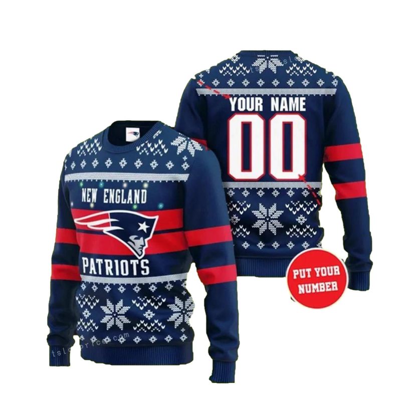 Personalized New England Patriots Logo Lovely Ugly Sweater 1