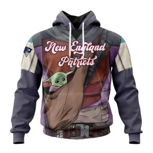 Personalized New England Patriots Mandalorian And Baby Yoda AOP Hoodie