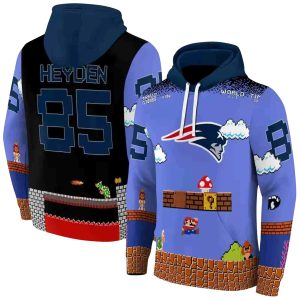 Personalized New England Patriots Mario Blue Black AOP Hoodie
