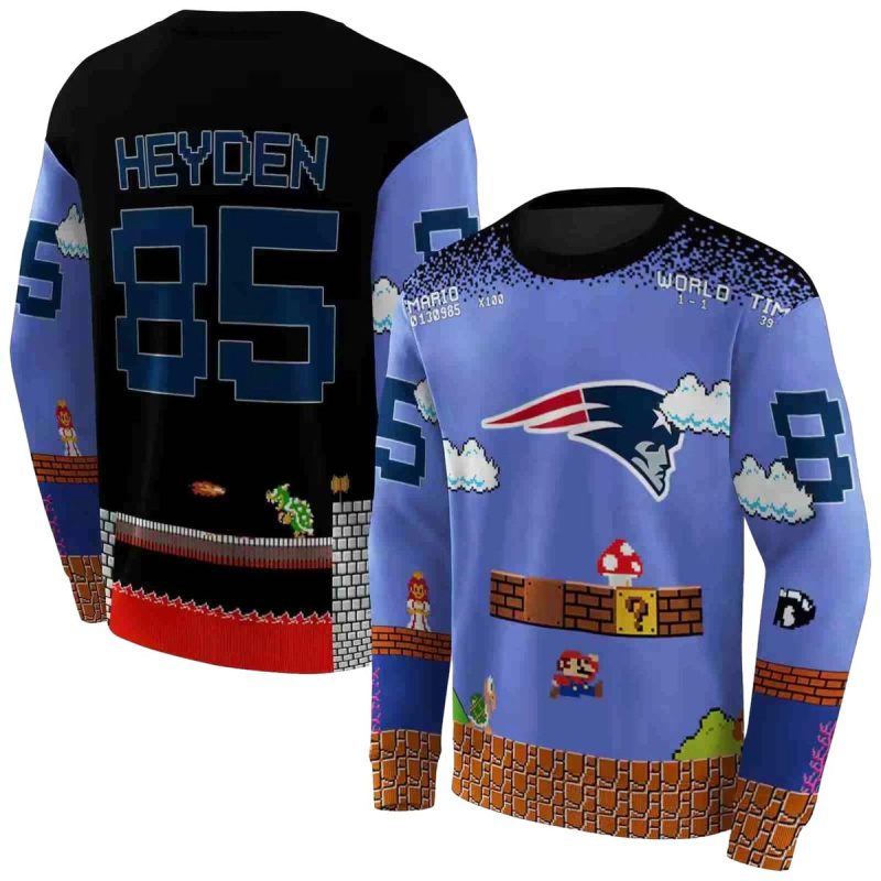 Personalized New England Patriots Mario Blue Black Aop Sweatshirt 1