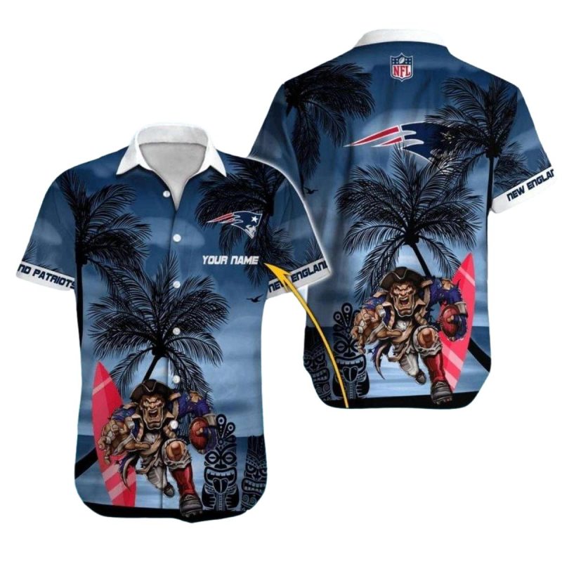 Personalized New England Patriots Mascot Tropical Pirate Hawaiian Shirt 1