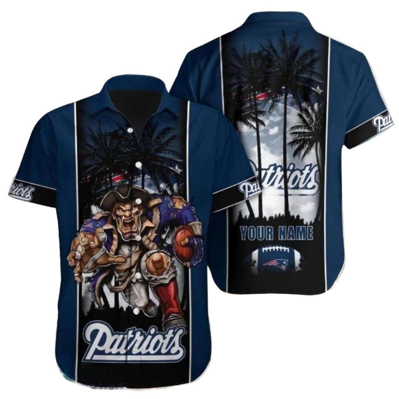 Personalized New England Patriots Mascot Twilight Palm Hawaiian Shirt 1