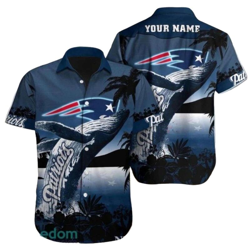 Personalized New England Patriots Midnight Whale Play Dolphin Hawaiian Shirt 1