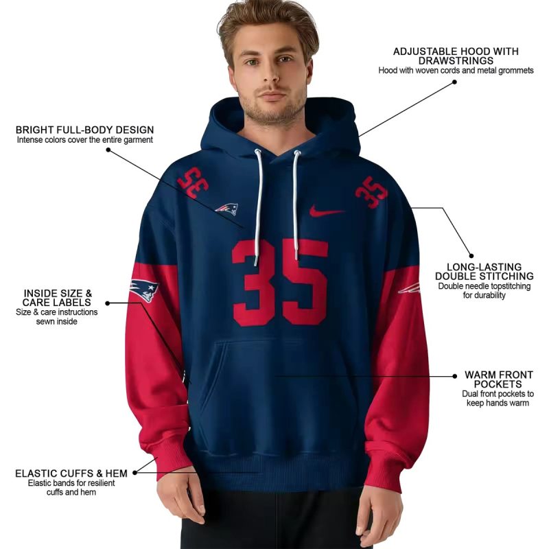 Personalized New England Patriots Minimal Design Red And Blue Aop Sweatshirt 1