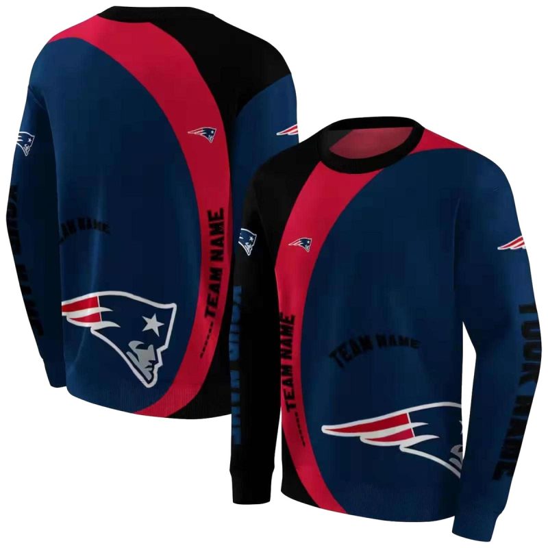 Personalized New England Patriots Minimalist Design Blue Black Aop Sweatshirt 1