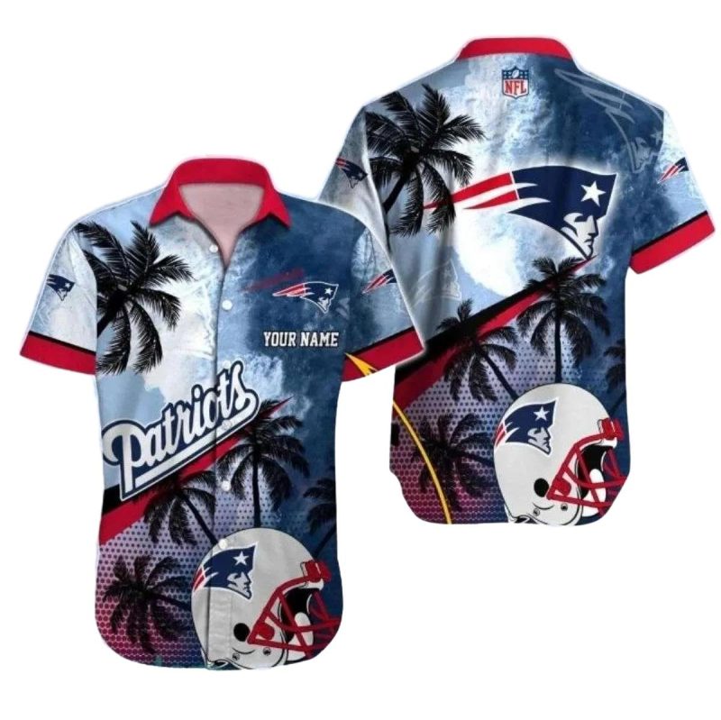 Personalized New England Patriots Palm Sunset Hawaiian Shirt 1