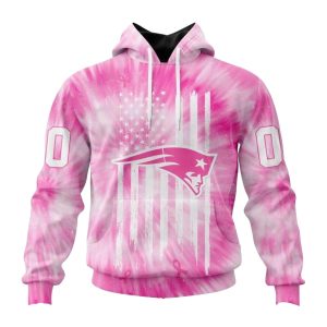 Personalized New England Patriots Pink Tie Dye Pattern AOP Hoodie