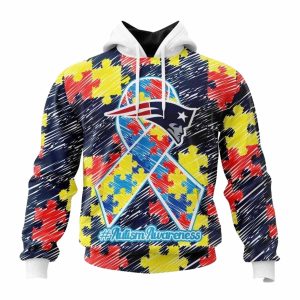 Personalized New England Patriots Puzzle Autism Awareness AOP Hoodie