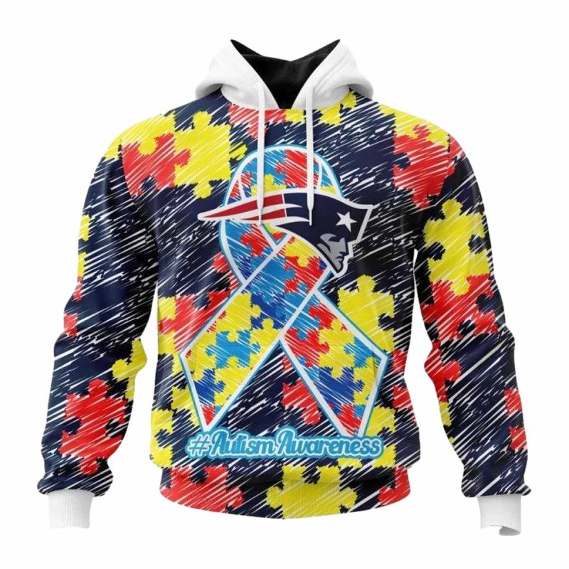 Personalized New England Patriots Puzzle Autism Awareness Aop Hoodie 1