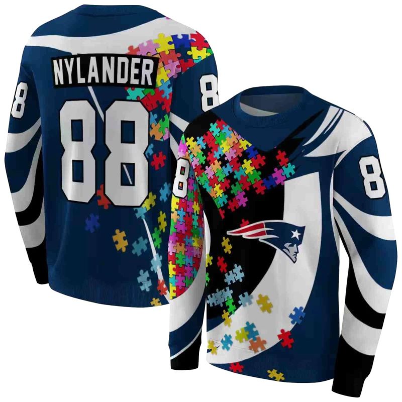Personalized New England Patriots Puzzle Pieces Blue Aop Sweatshirt 1