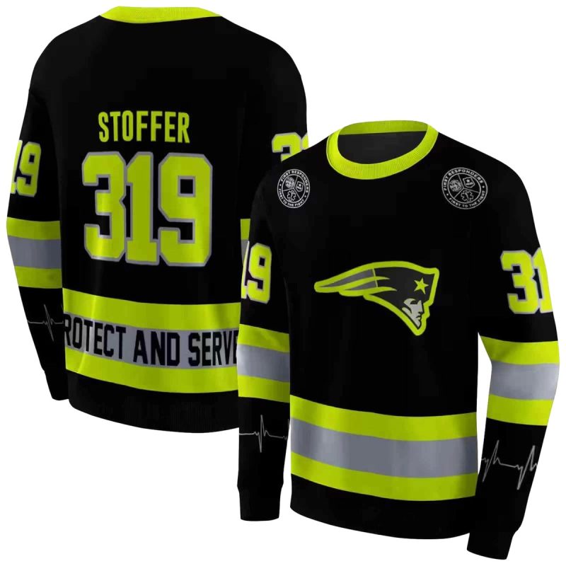 Personalized New England Patriots Safety Motif Black Neon Green Aop Sweatshirt 1