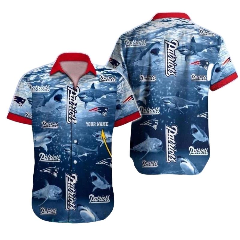 Personalized New England Patriots Shark Attack Defense Oceanic Hawaiian Shirt 1