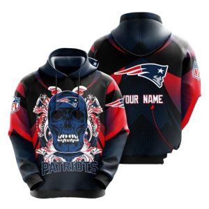 Personalized New England Patriots Skull Flowers AOP Hoodie