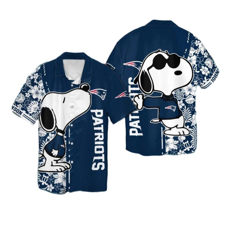 Personalized New England Patriots Snoopy Floral Hawaiian Shirt 1