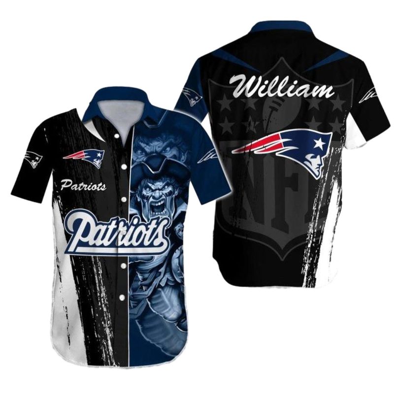 Personalized New England Patriots Special Half Tone Mascot Hawaiian Shirt 1