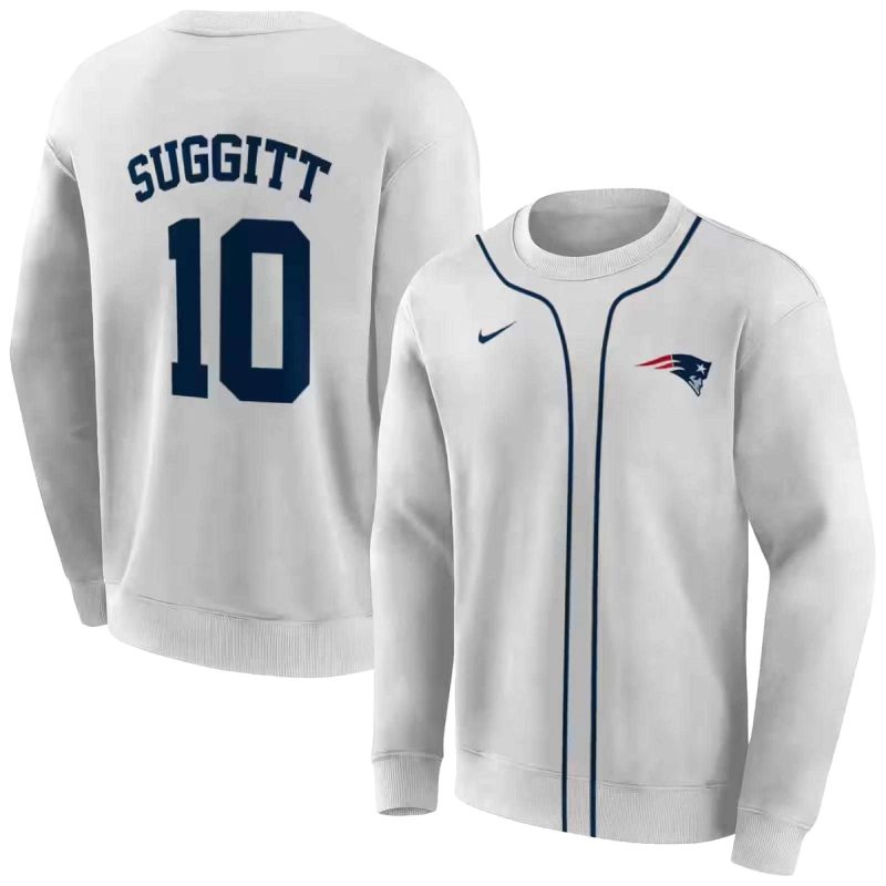 Personalized New England Patriots Sporty Stripe White Aop Sweatshirt 1
