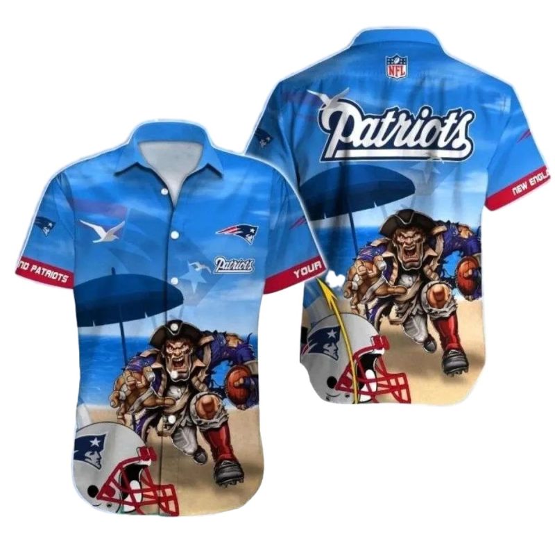 Personalized New England Patriots Starry Skyline Mascot Hawaiian Shirt 1